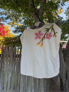 Y2K White Top with Felted Floral Detail